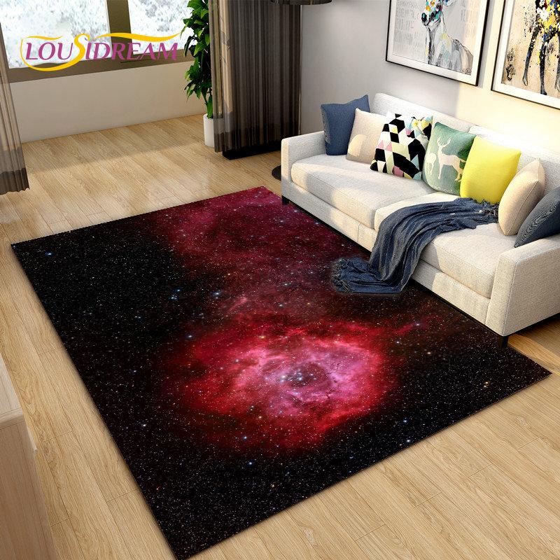 Tappeto Area Stelle Spazio Universo Galassia, Tappeto per Soggiorno Decorazione Camera dei Bambini, Tappetino Antiscivolo per Gioco e Gattonamento Bambini