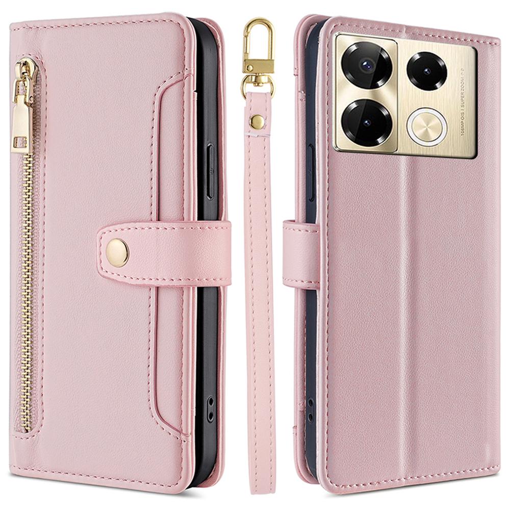 For Infinix Note 40 Pro 4G Crossbody Phone Case PU Leather Wallet Zipper Phone Cover