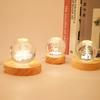 8cm Battery Operated Round Wooden WarmLight Dispaly Base Stand Holder able LED Night Lamp Base Crystal Glass Resin Art Ornaments