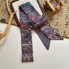 Long streamer bow tied hair retro Dunhuang oil painting silk scarf headband women tied headscarf