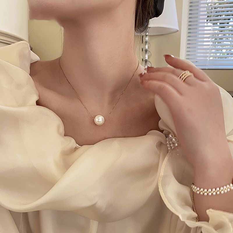 Simple Fashion Pearl Pendant Necklace Elegant Minimalist Pearl Jewelry for Women Girl Gift Accessories