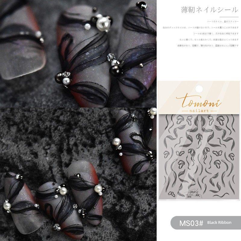 

Tiger Snowflake Relief 3D Small Pattern Nail Sticker MS03 black ribbon