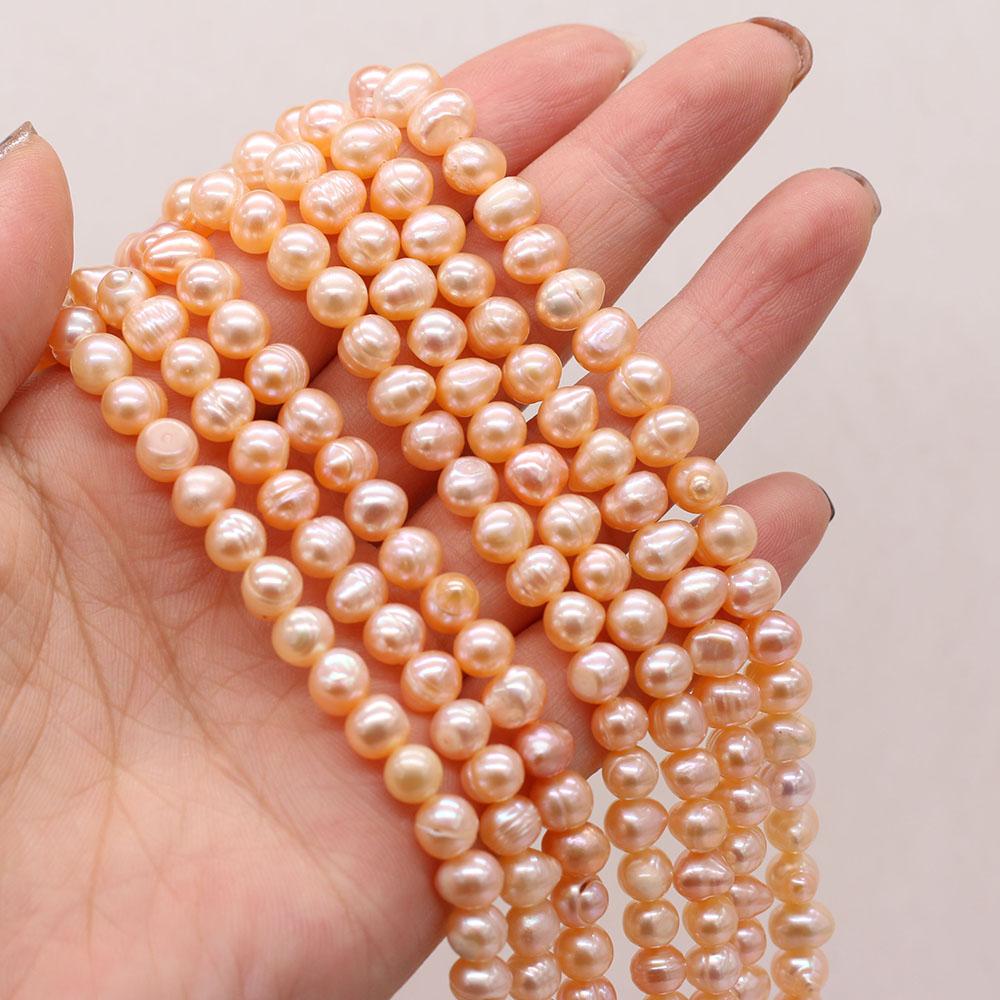 1String, Natural Freshwater Pearls, Subcircle Pearl Beads, 6-7 Mm, for DIY Necklace Bracelet, Jewelry Making, Women Birthday Party Crafts, 36cm
