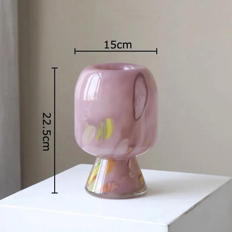 

Colorful Round Glass Vase Hydroponics Plant Pots Table Decoration Flowers Arrangement Painted Floral Vase Room Aesthetic Decor
