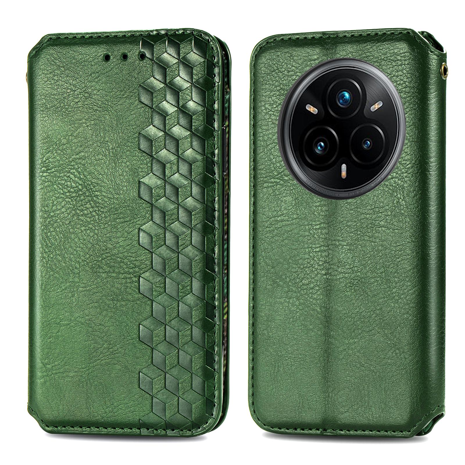 

For Realme 14 Pro+ 5G Case Rhombus Imprint PU Leather Wallet Phone Cover Brown