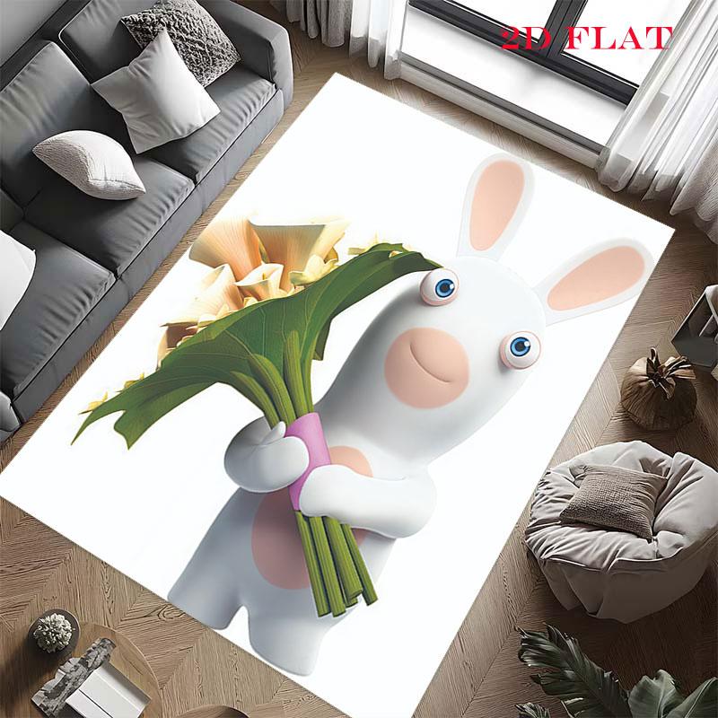 Rabbids Invasion Joy Carpet Rug for Living Room Bedroom Home Sofa Decoration,Kids play Nonslip Floor Mat