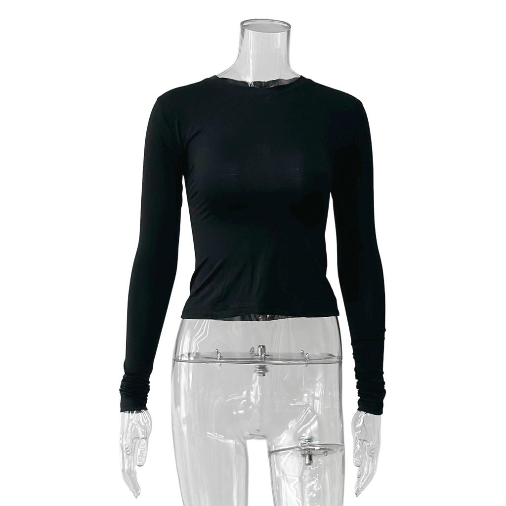 Top de Damă Wildberry Stil Fierbinte High-End Slim Fit Toamnă Stil Francez Elegant Tricou cu Mânecă Lungă Cămașă de Bază