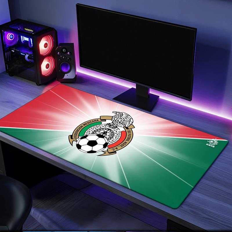 Mexico Football Emblem Mouse Pad, Rubber Base, Esports Desk Mat, Mouse Pad for Gamers and Office Use, Gaming Desk , Easy To Clean Mat