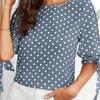 Mote Dame Sommer O-hals Topper Casual Halv Erm Polkadotter Trykk Bluse