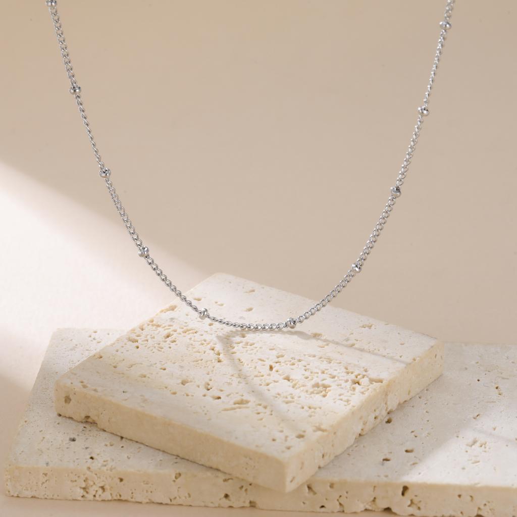 5pcs/lot 1.5mm Satellite Chain Necklaces for Women Stainless Steel Gold Minimalist Beaded Necklace Jewelry