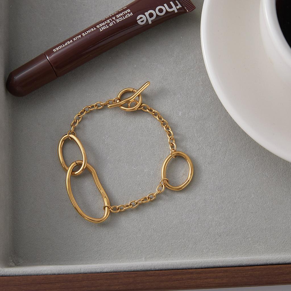 Design Minimalist 18K Gold, Basic Chain OT Buckle Bracelet Jewelry