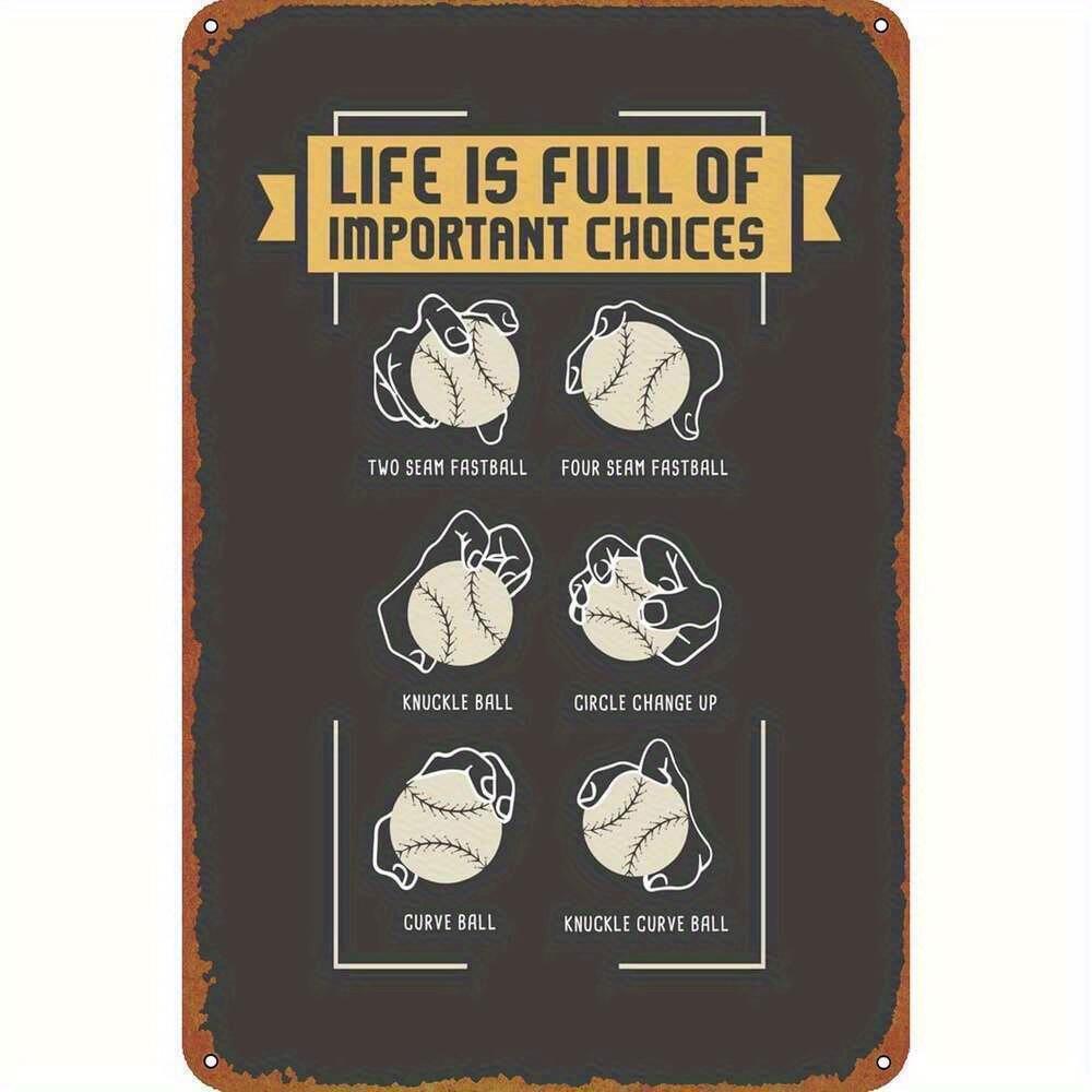 Baseball Pitches Life Poster Retro Metal tin Sign Halloween Tin SignCaveBarClub Home Wall Art Metal Tin Sign 20X30CM