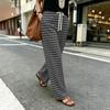 Women’s Relaxed Fit Striped Print Wide Leg Drawstring Pants Casual Lounge Elastic Waist Trousers with Pockets for Everyday Wear
