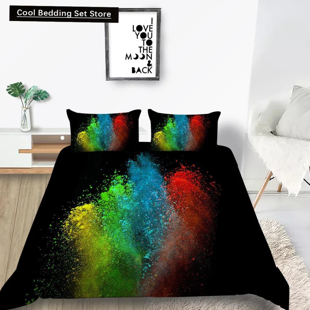 Comforter 3D Tie Dye King Queen Colorful Splash Ink Style Bedding Set For Kids Teens Adults Modern Art Polyester