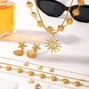 Ocean-Inspired 18k Gold Plated Starfish & Seashell Jewelry Set (Stud Earrings & Conch Pendant Necklace)