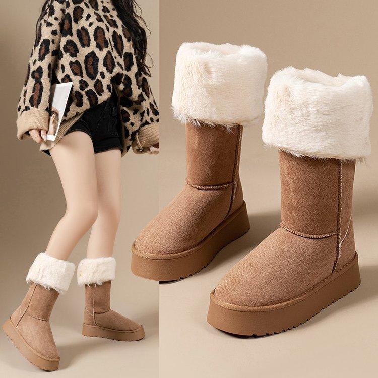 Non-Slip Snow Boots For Women'S New Winter Two Wear Warm Boots Northeast Velvet Thickened High Cotton Shoes For Women