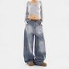 Herbst/Winter Damen Retro Gewaschene Distressed Loose Wide Leg Jeans