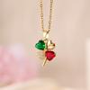 316L Stainless Steel Chain Zircon Clover Pendant Necklace for Women Luxury Colored Crystal Neck Female Wedding Jewelry Gift