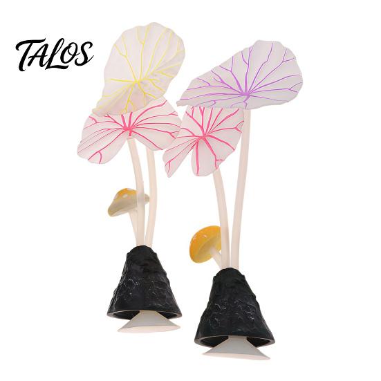 Decorative Aquarium Mushrooms Artificial Plant Ornament, Soft Silicone Lotus Leaves, Suction Cup Glow Leaf Decor in The Dark Safe Accessory