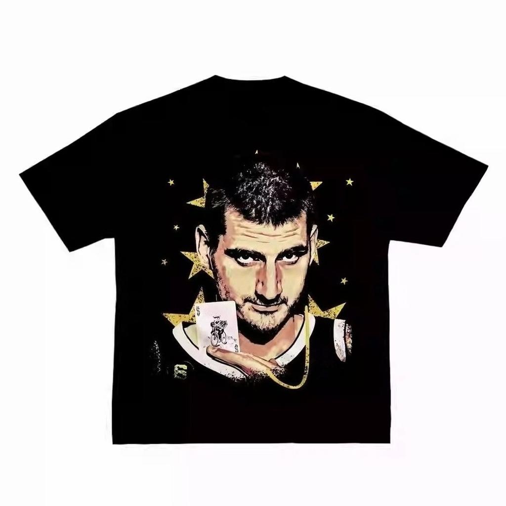 2025 Autumn and Winter Couple Pure Cotton T-shirt Sports Style Basketball Star Printing Comfortable Men's and Women's T-shirt