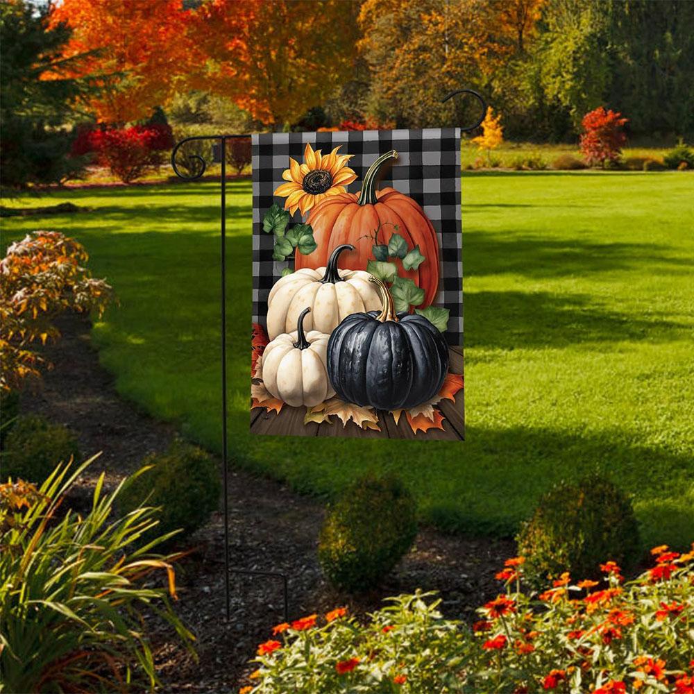 Briarwood Lane Herbst Karierte Kürbisse Garten Halloween Flagge