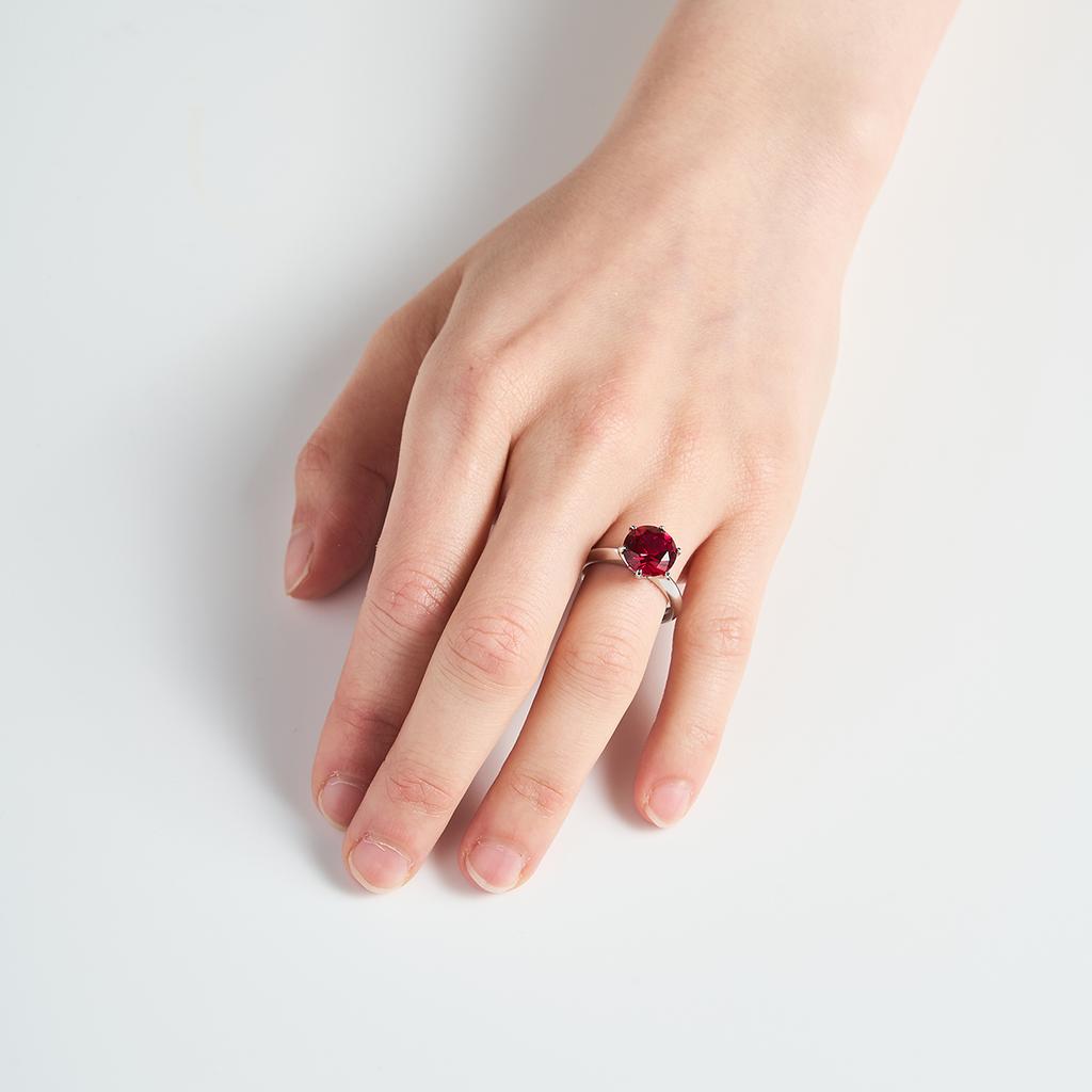 Bien Vetu Lab-Grown Ruby Ring 3-Carat Simple Prong Setting 166