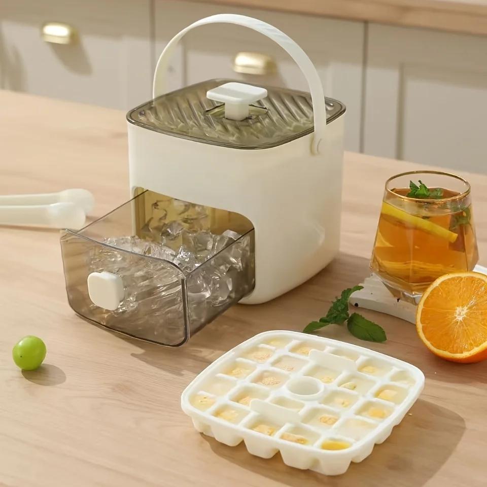 48 Grid Handheld Press Type Ice Cube Mold (no Power Required) Double-layer Design, Essential Kitchen Tool for Refrigerators