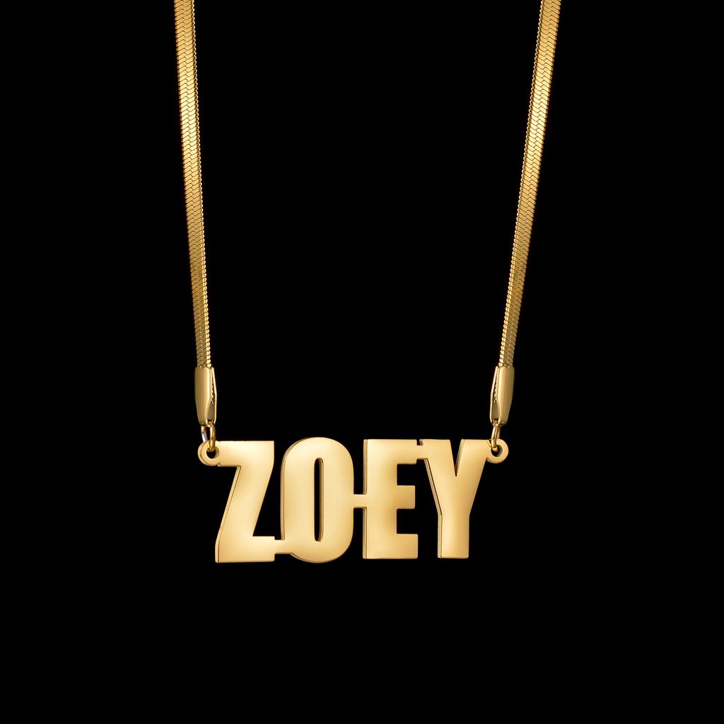 Atoztide Personalized Customized Brand Logo Names Pendant Necklace Stainless Steel Thick Chain for Men Women Jewelry Gift