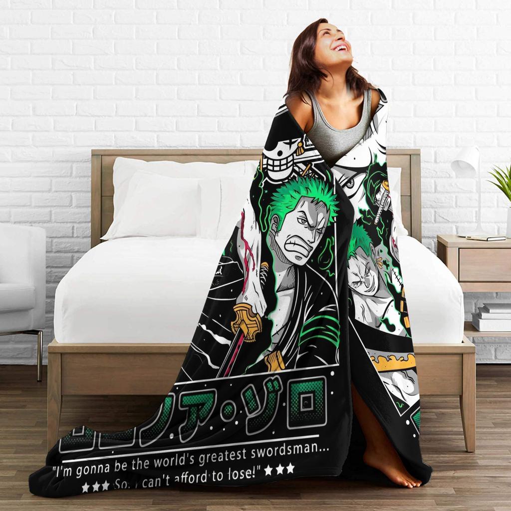 Luffy Anime Manga Coral Fleece Plush Throw Blanket Zoro Blanket for Home Couch Super Warm Bedding Throws,