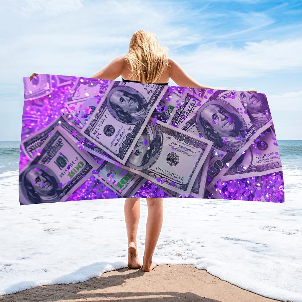 Blue Whale Ocean Wave Print Beach Towel Polyester Quick Dry Sand Free Large Bath Towels for Summer Pool Surf Vacation Blanket