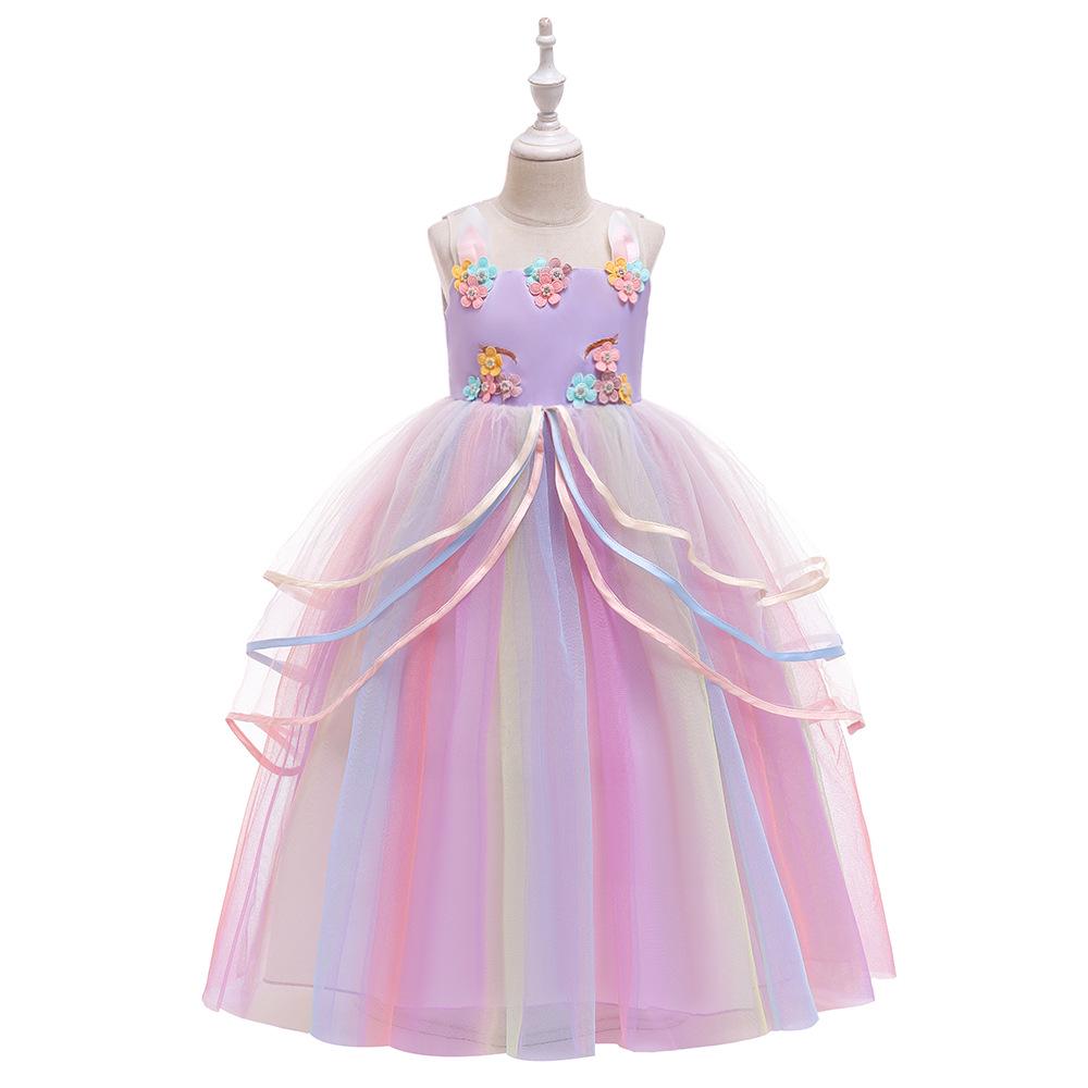 Children's 2026 Formal Princess Dress - Unicorn Tulle Rainbow Skirt