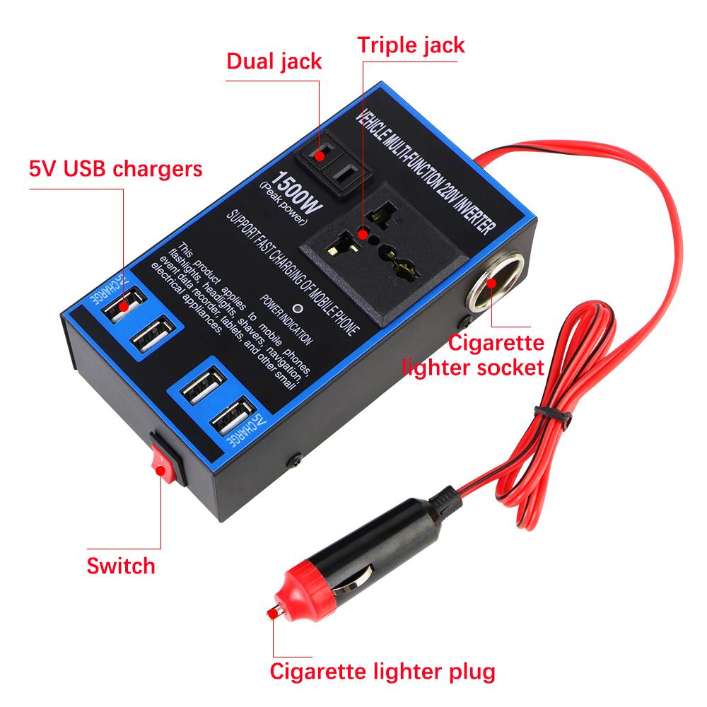 Truck Inverter DC 12V 24V To AC 110V/220V AC Converter Power Adapter USB Chargers 3.0 Cigar Lighter Plug Car Inverter Socket