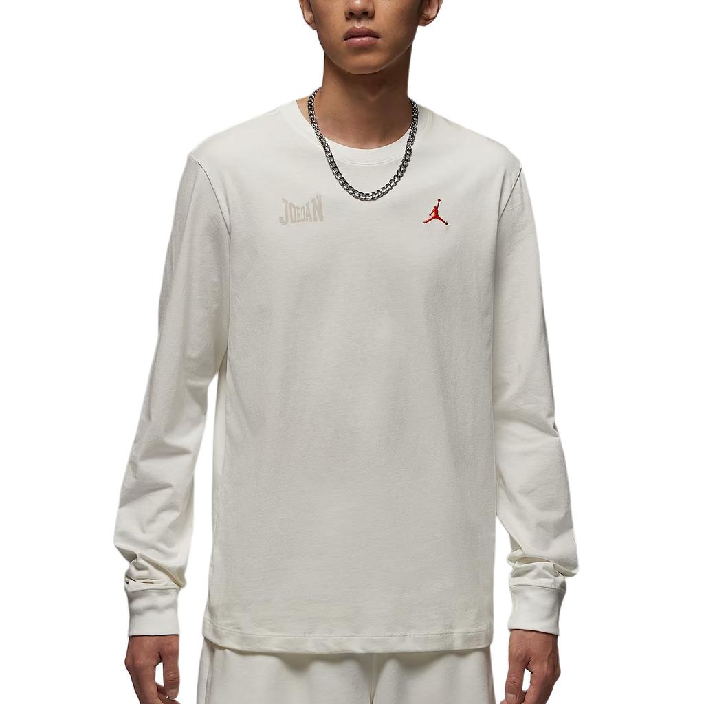 Jordan T Shirts Men's Sail White Crew Neck Moderate IM3387-133