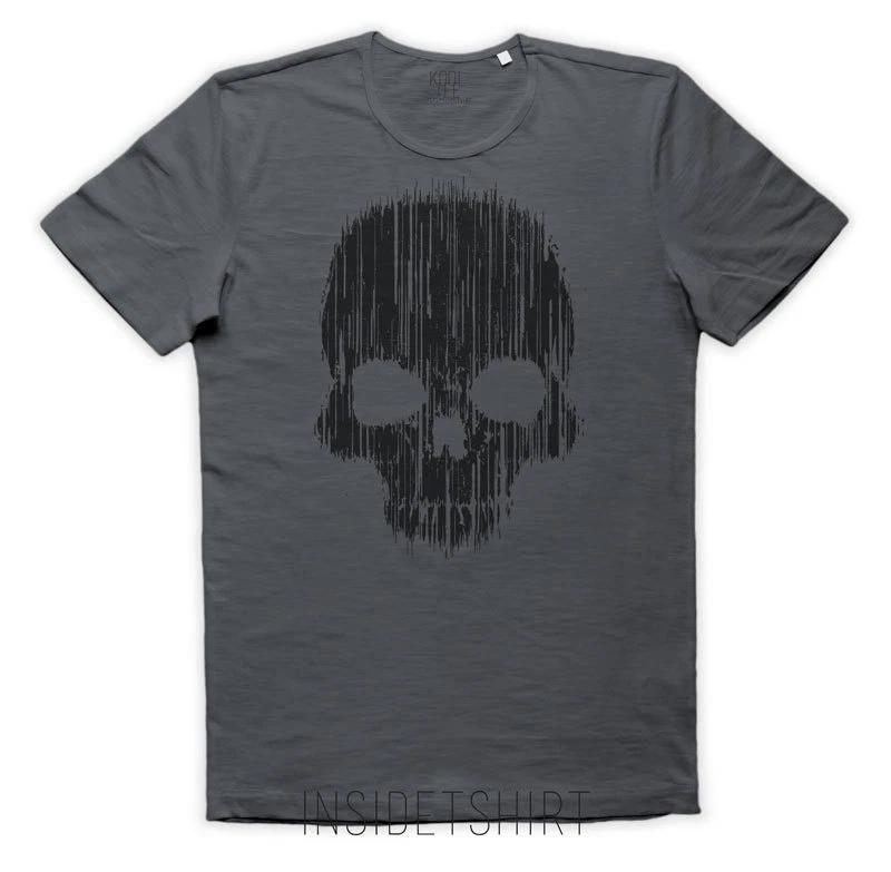SCRATCHED SKULL T-SHIRT grunge jersey damaged lines skull toxic T-SHIRT MAN XL