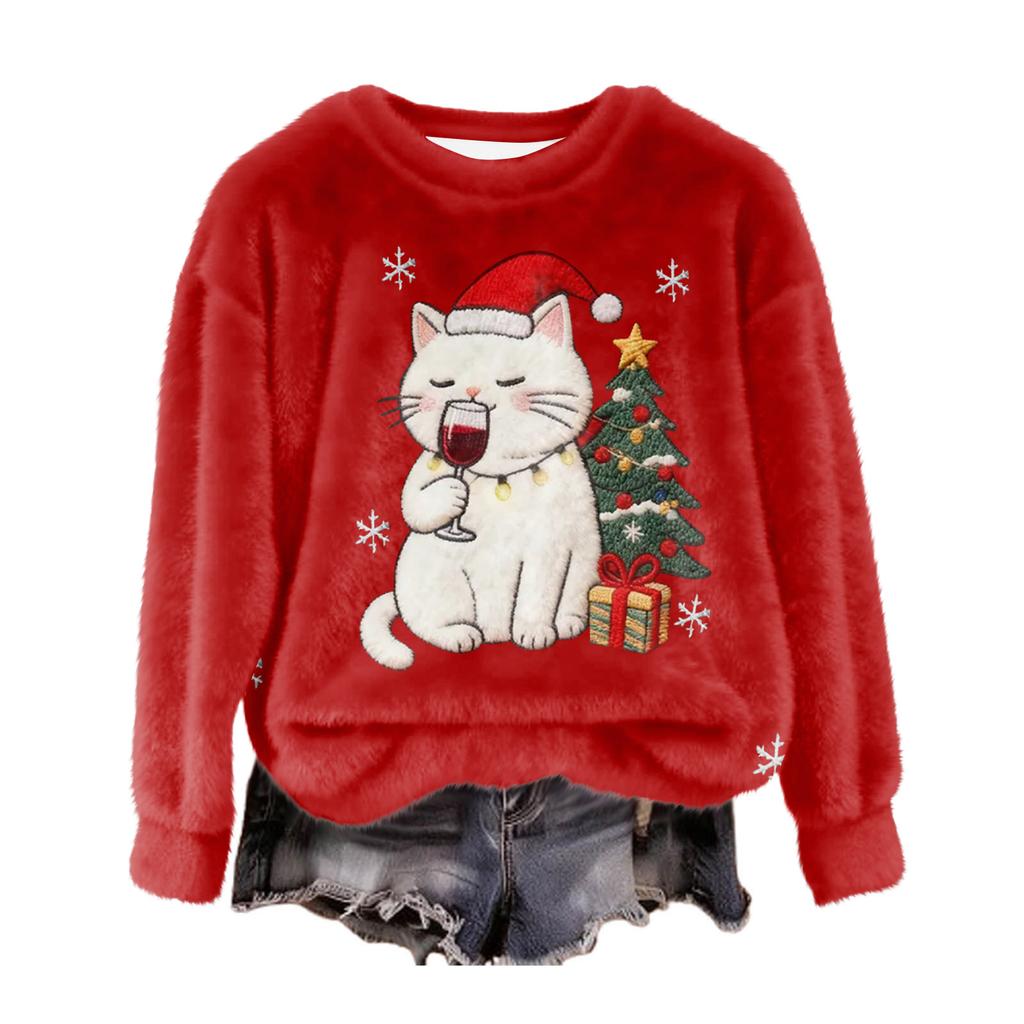 Women's Fashion Casual Round Neck Long Sleeve Top Printed Pullover Sweatshirt