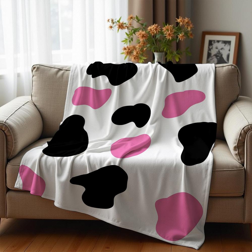 Two Tone Oval Dot Anime Cartoon Flannel Blanket Soft Warm Throw for Bedroom Sofa Car Kids Holiday Gift