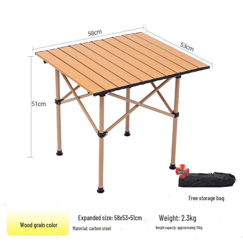 Carbon Steel Folding Table: Outdoor Camping, Picnic, Roll-Up, Indoor Dining, and Street Stall Use.