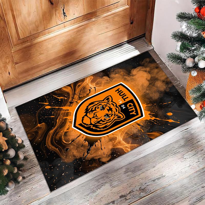 Kobercový potisk fotbalového klubu Hull City z křišťálového sametu, Pohodlný, Savý, Protiskluzový, Koberec na podlahu do interiéru