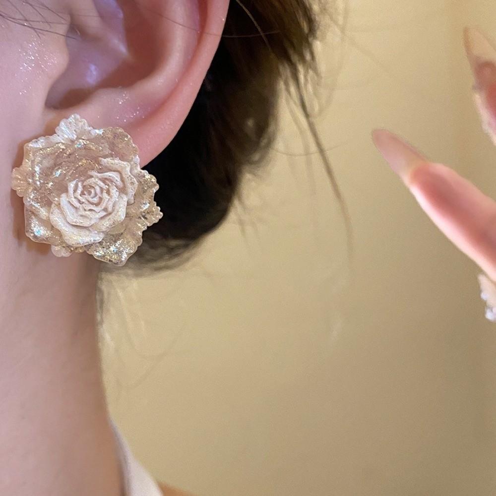 Rose Flower Floral Stud Earrings Resin Women Earrings Sweet Flower Earrings Seaside