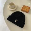 All-match Letter Knitted Wool Hat for Women Korean Style Autumn and Winter Warm Fashion Bag Head Hat