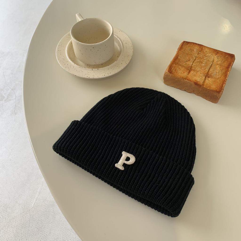 All-match Letter Knitted Wool Hat for Women Korean Style Autumn and Winter Warm Fashion Bag Head Hat