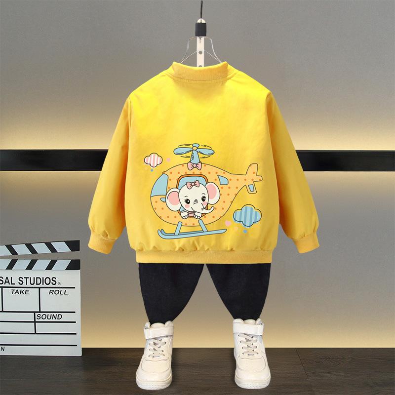 Spring Autumn Baby Boys and Girls Jacket Fashion Cartoon Bear Pattern Kids Windbreaker Coats For Children Outerwear Clothing 2-12Year