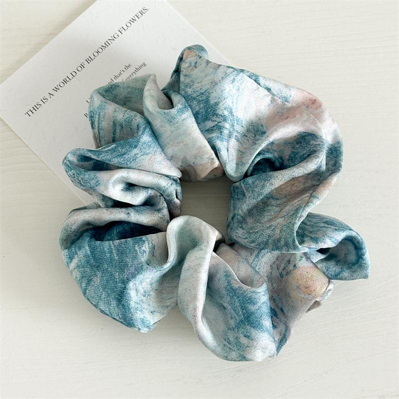 Design Sense Soft Hair Ties Fashion Satin Colorful Large Intestine Hair Bands Tie-dye Hair Accessories Printing Hair Scrunchies
