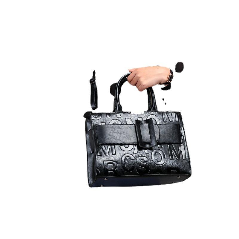 Female 2024 New Letter Pattern Portable Shoulder Embossed Large Capacity Messenger Bag