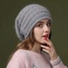 WTEMPO Autumn Winter Woolen Warm Beanie Hats Women's Elegant Large Size Versatile Knitted Hats Warm Beret Mother Hats