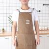 Waterproof Thick Canvas Apron Working Clothes for Kitchen Milk Tea Shop Restaurant Light Tan