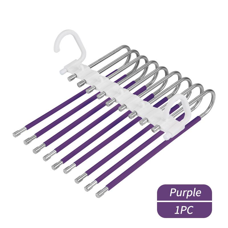 Upgrade 9 Layers Pants Hangers Space Saving, Jeans Hangers Non Slip Stainless Steel Multifunctional Rack S-Type Closet Organizer