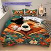 3pcs bedding set Floral Bear Includes 1 Comforter + 2 Pillowcases, Without Pillow Inserts, Soft Comfortable, Lightweight Breathable034