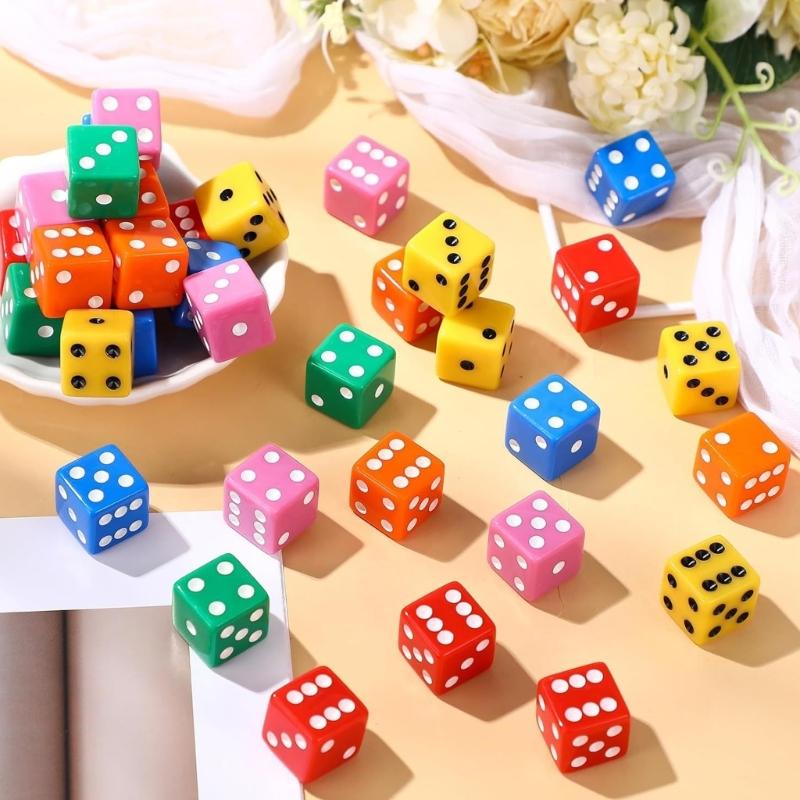 Casinos Theme Party Dices 19Mm Number Marker Set, 36 Acrylic Assorted Counters Large Opaque Dices Bulk for Board Game Birthday Theme Party Supply