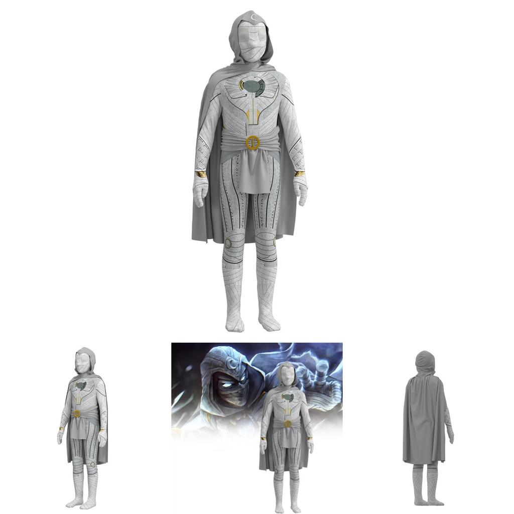 Moon Knight Costume For Adults Kids Marvel Movie Cosplay Jumpsuit With Cape For Role Play
